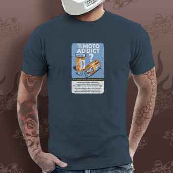 T-Shirts Moto Gaaz Moto Addict (Bleu Gris)