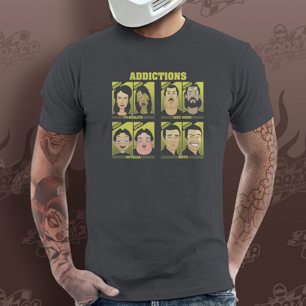 T-Shirts Moto Gaaz Addictions (Gris Fonce)