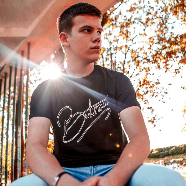 T-Shirts Moto 100% Bitume Art Letter Black White Tee