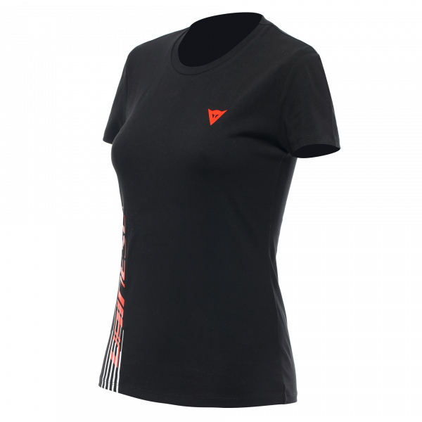 T-Shirts Moto Dainese Logo Lady Black Fluo Red