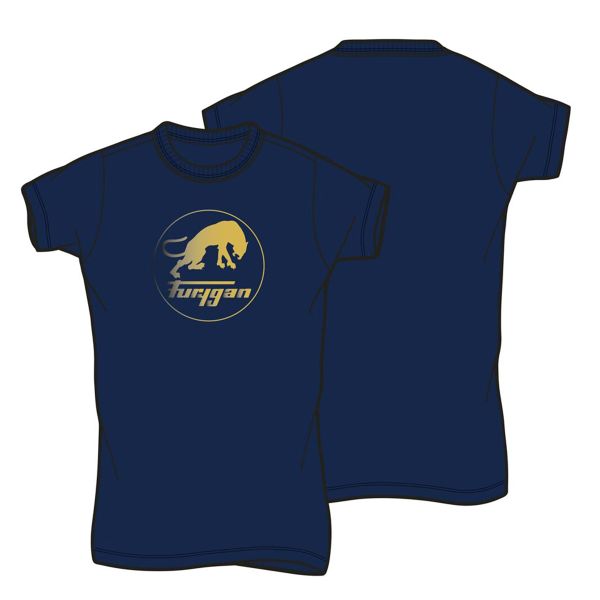 T-Shirts Moto Furygan Corpo Lady Tee Shirt Logo Navy Gold
