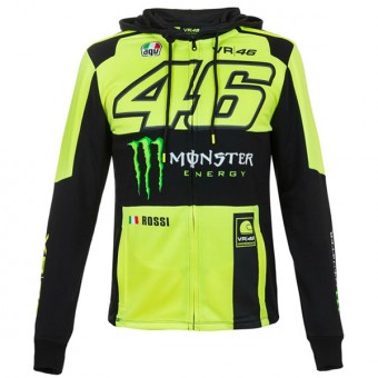 Vestes Moto VR 46 Hoodie Zip Replica Monster VR46 Jaune Fluo Vestes Moto VR 46 Hoodie Zip Replica Monster VR46 Jaune Fluo
