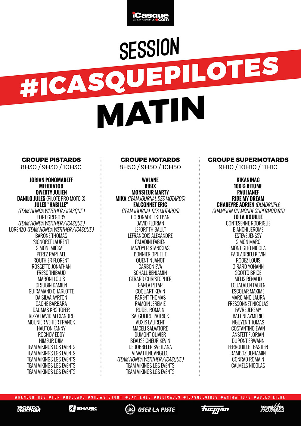 grilles participants matin