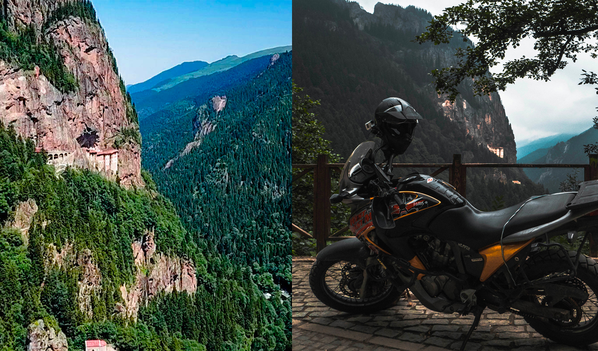 vue falaise monastere et moto monastere