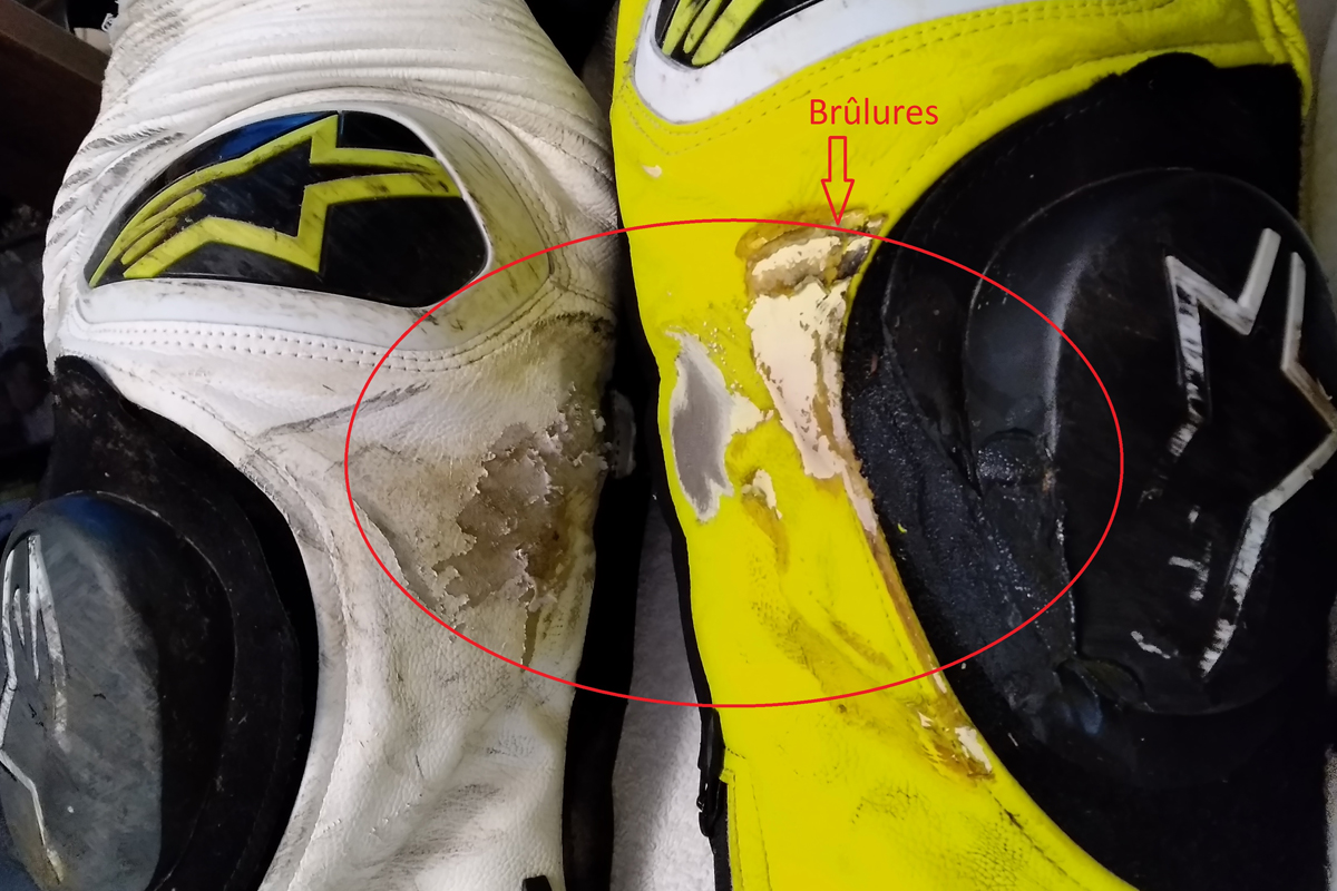 combinaison moto apres une chute