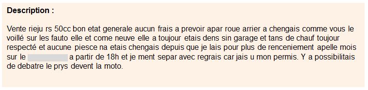 annonce vente moto a eviter