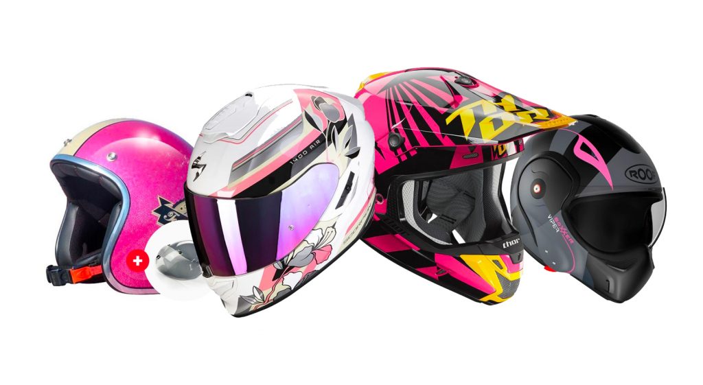 Casque moto integral SCORPION EXO 1400 AIR GAIA BLANC PERLE ROSE