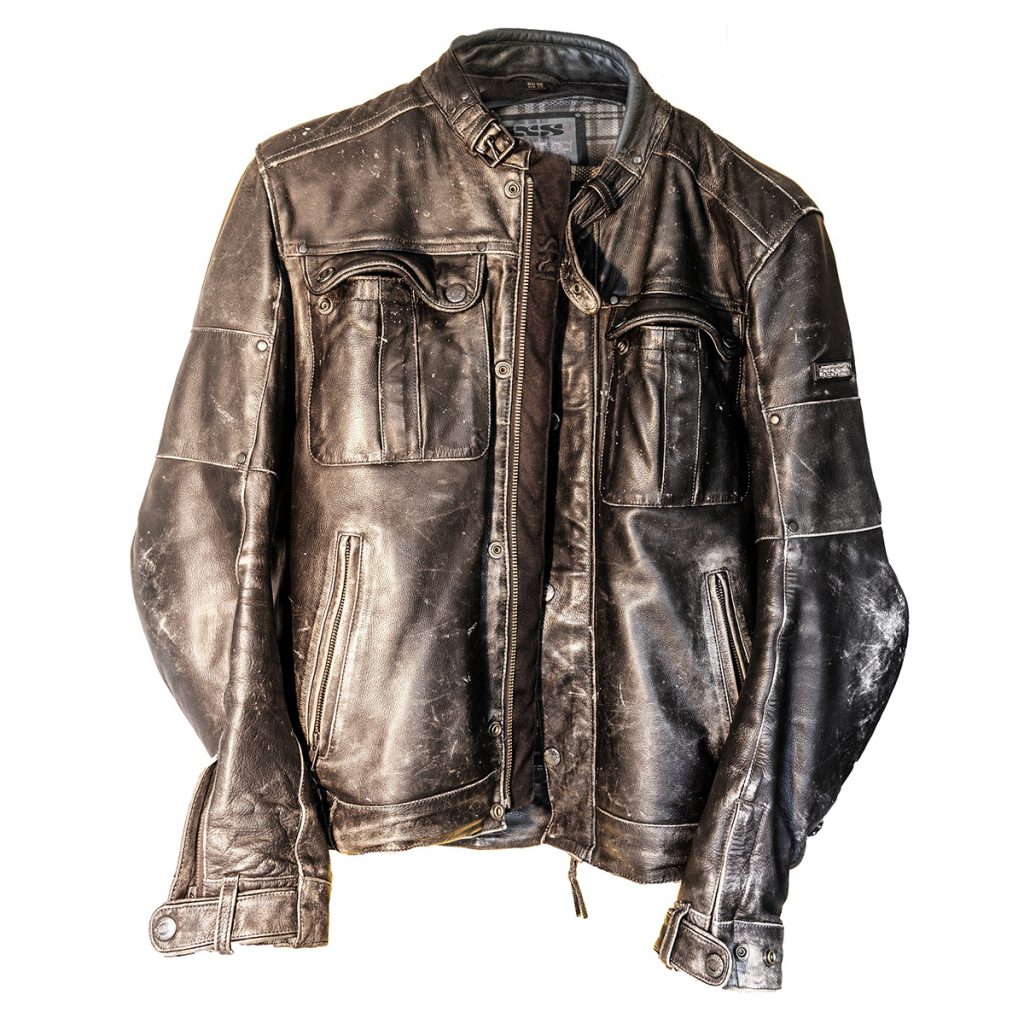 blouson moto en cuir use