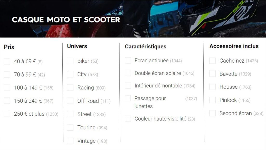 les filtres pour choisir votre casque