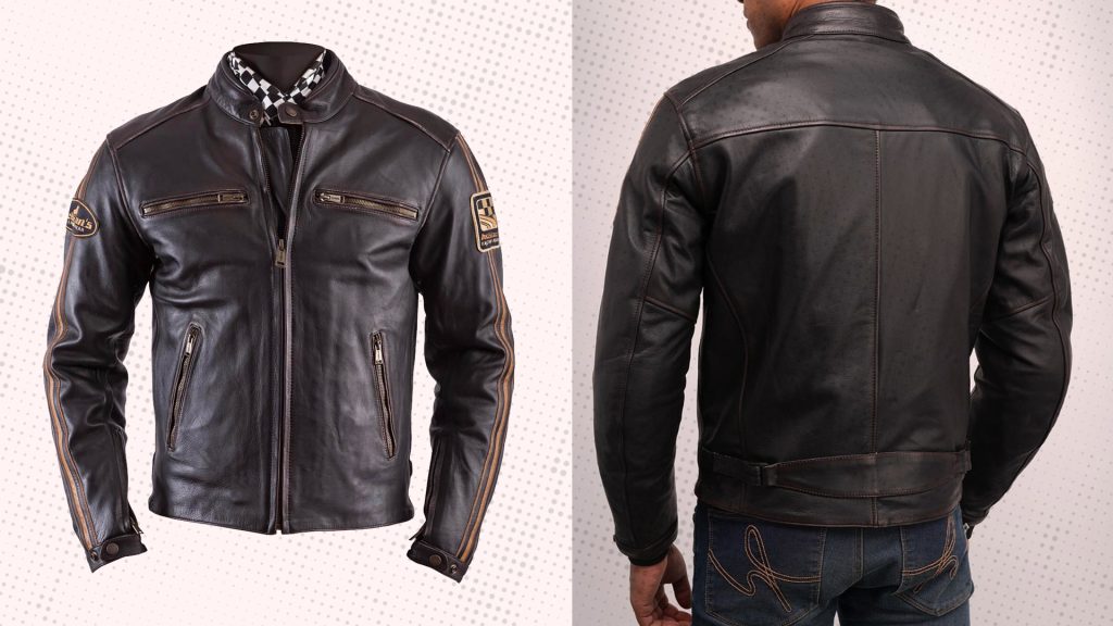Blouson moto Helstons Ace Oldies Marron